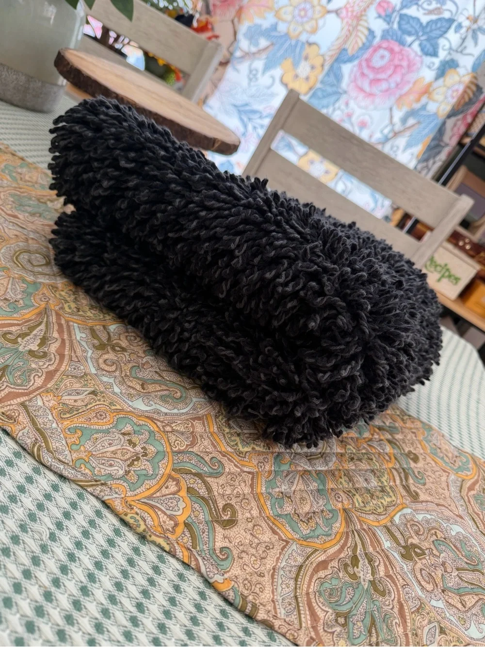 New Casaluna Cotton Looped Bath Rug Black 40x24” Large Bath Rug Melange Machine